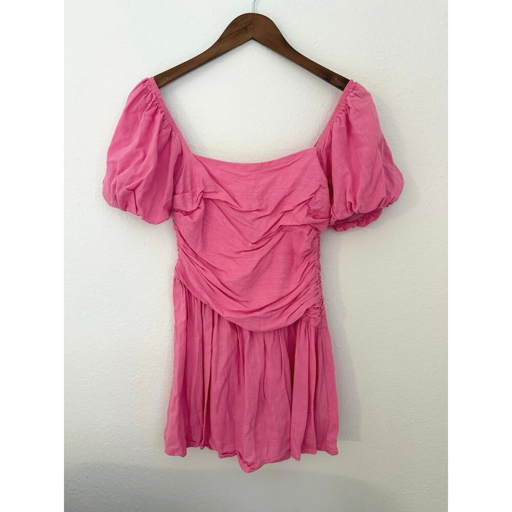 Hello Molly Square Neck Puff Sleeve Assymetric Mini Dress Size 6